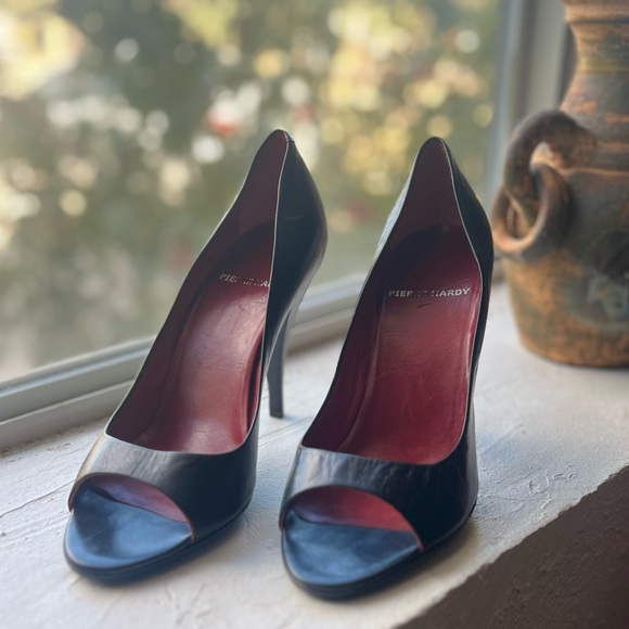PIERRE HARDY LEATHER PUMP SHOE BLACK 36.5 OPEN TOE WOMENS - Picture 3 of 9